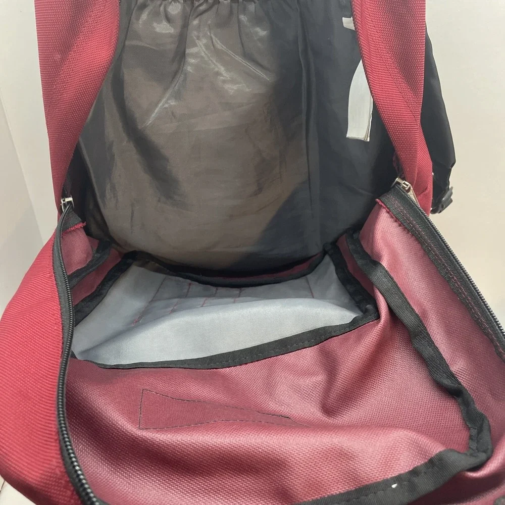 Jansport Right Pack Backpack Originals Maroon‎ Red Leather Bottom JS00TYP7 Rare